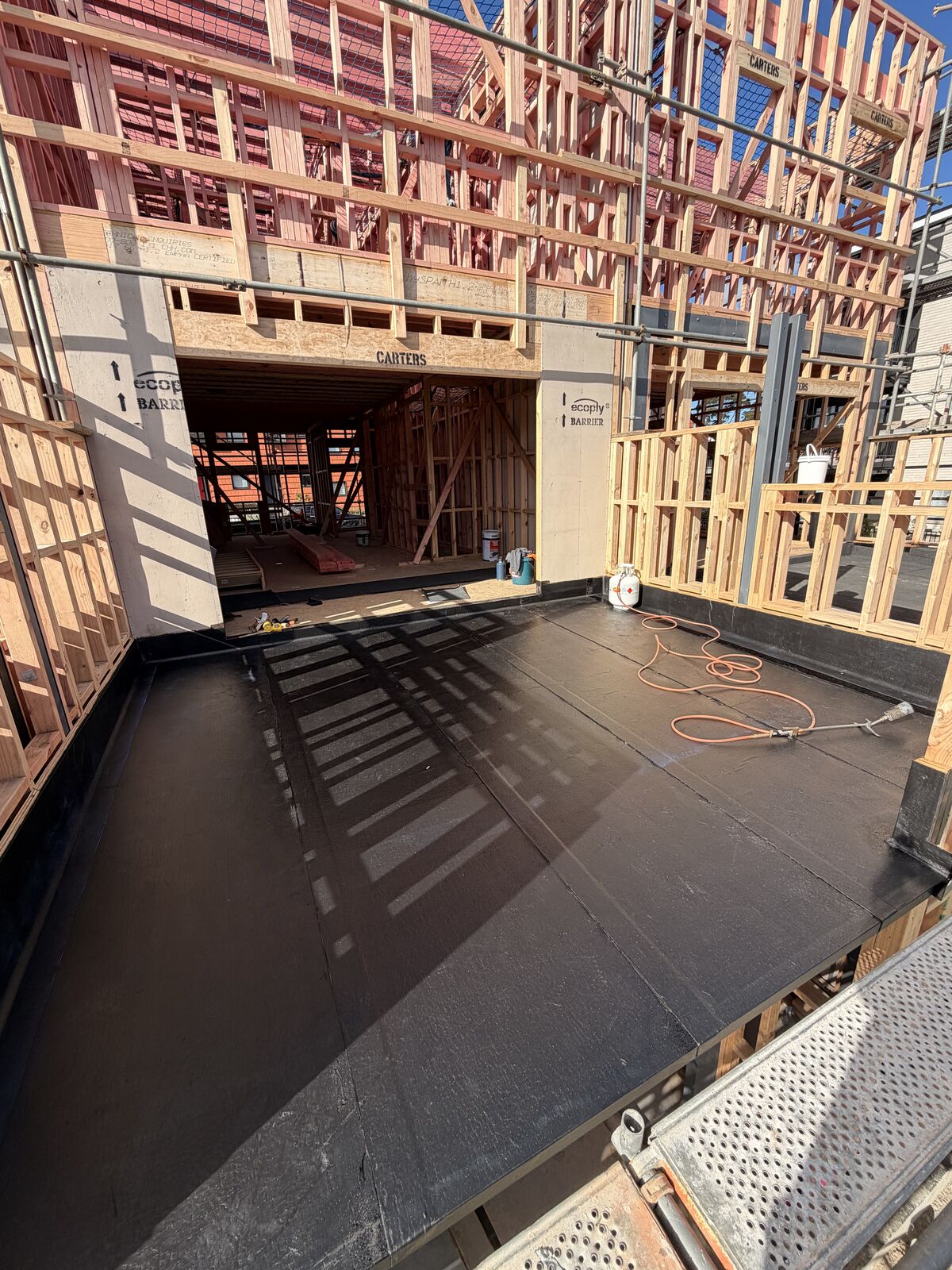 Torch-on waterproofing Manukau — Nuraply 3PM deck ready for tiling or decking overlay
