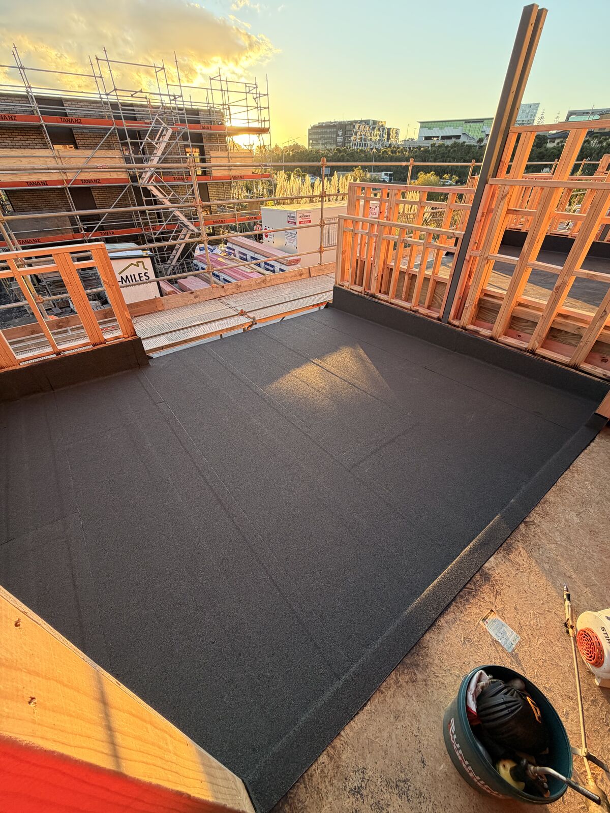 Torch-on roof waterproofing Manukau — double-layer Nuraply 3PM over large flat roof