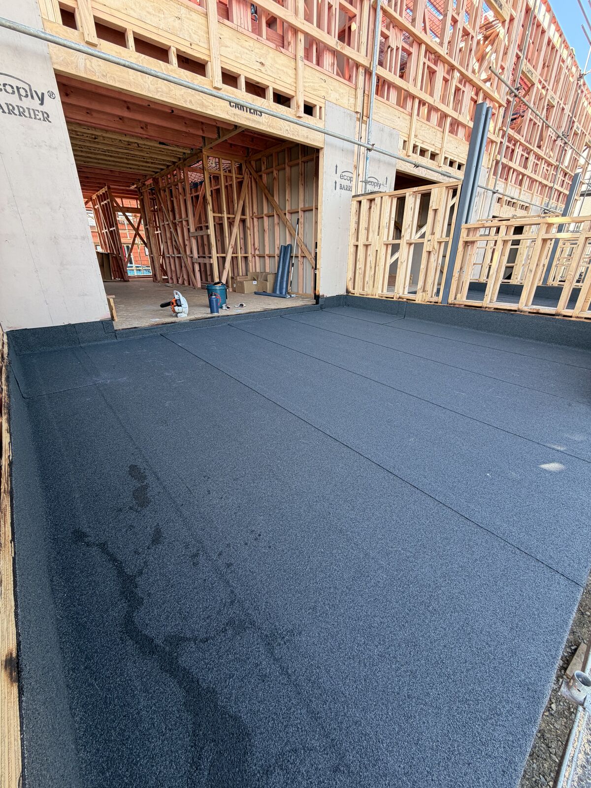 Torch-on waterproofing Manukau — Nuraply 3PM deck membrane with sealed upstands