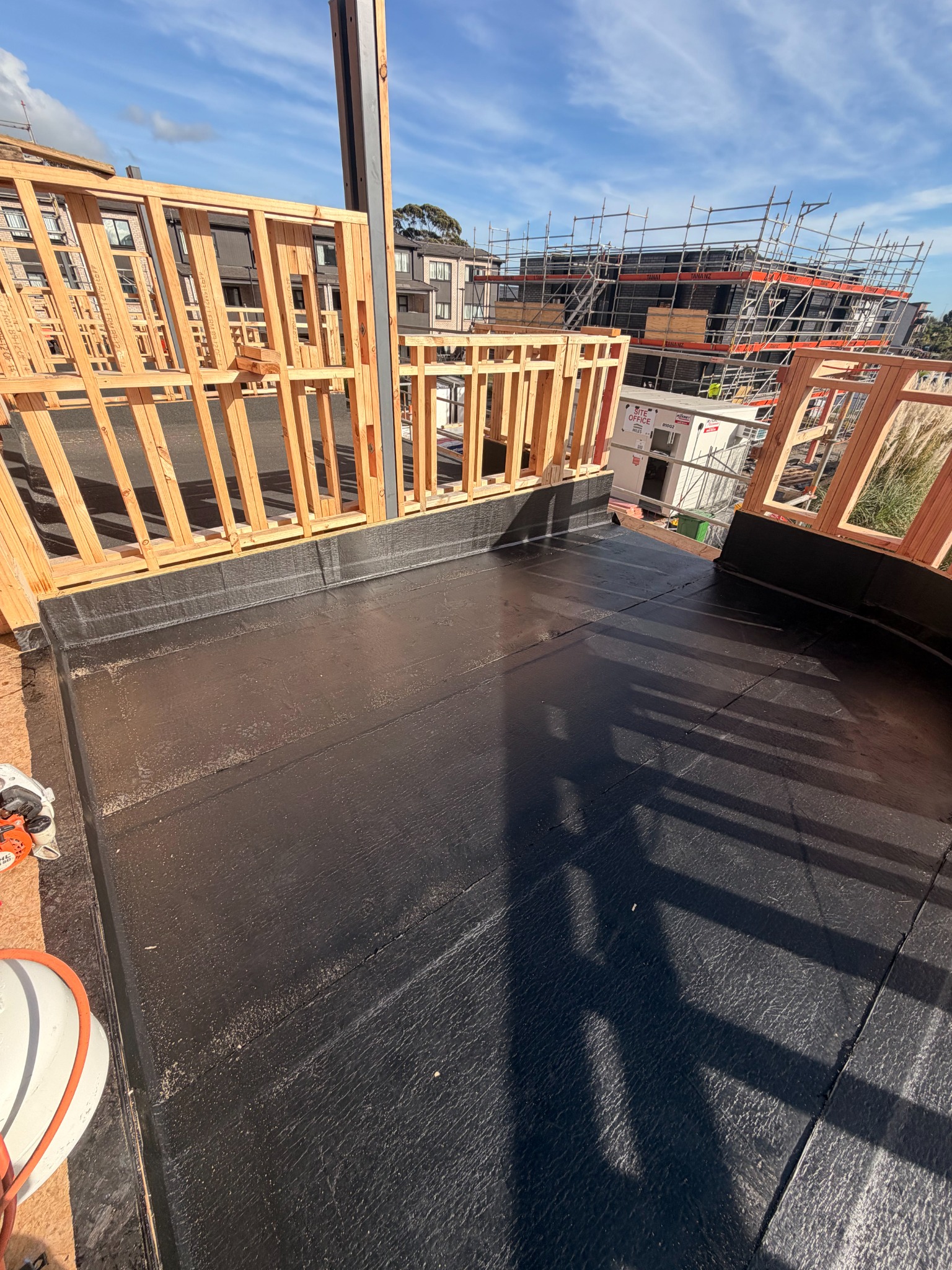 Torch-on waterproofing membrane balcony installation in Auckland